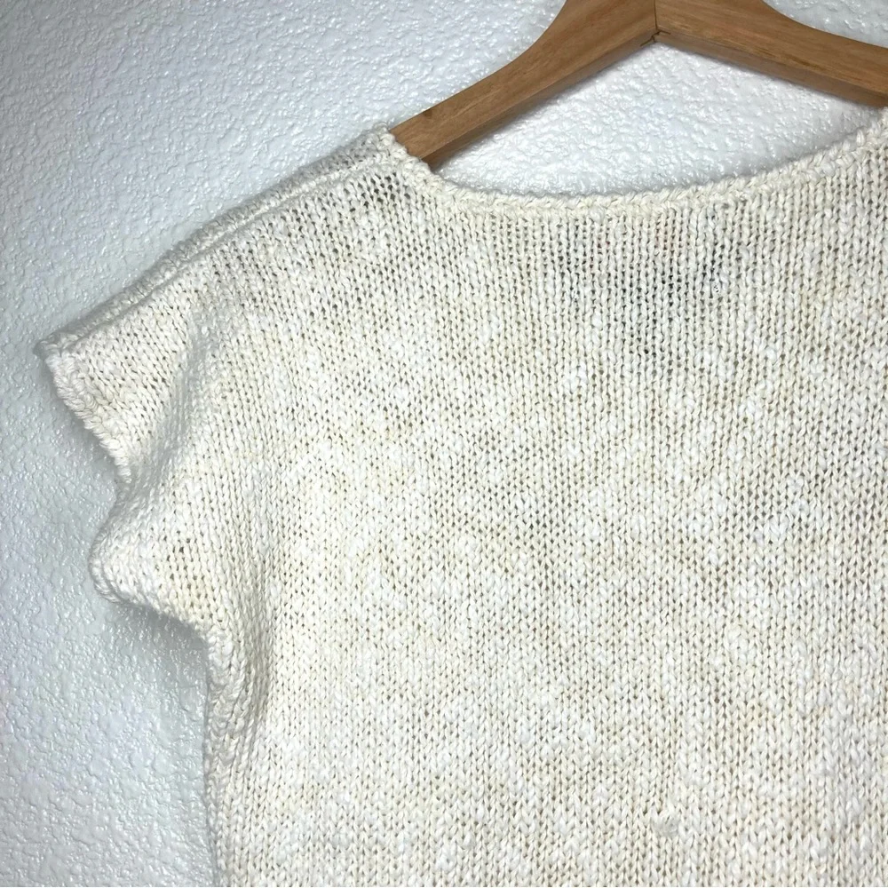 Vintage 80s Cottage Knit Short Sleeves Sweater Pastel Tones Floral Mervyn's